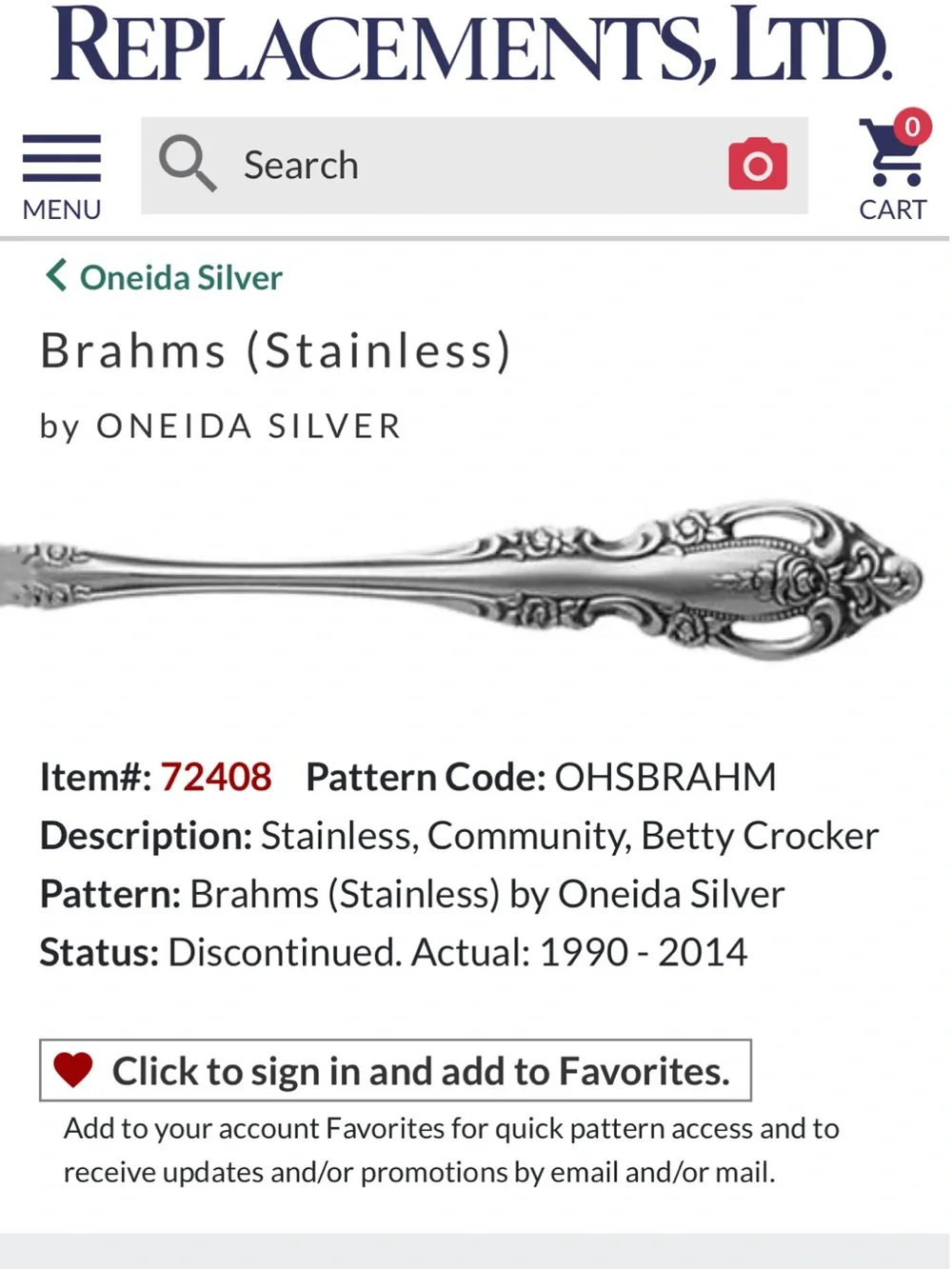 Oneida free brahms price